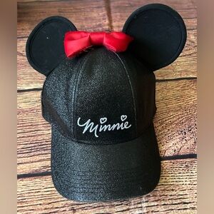 Black Minnie Mouse‎ Cap with Red Bow